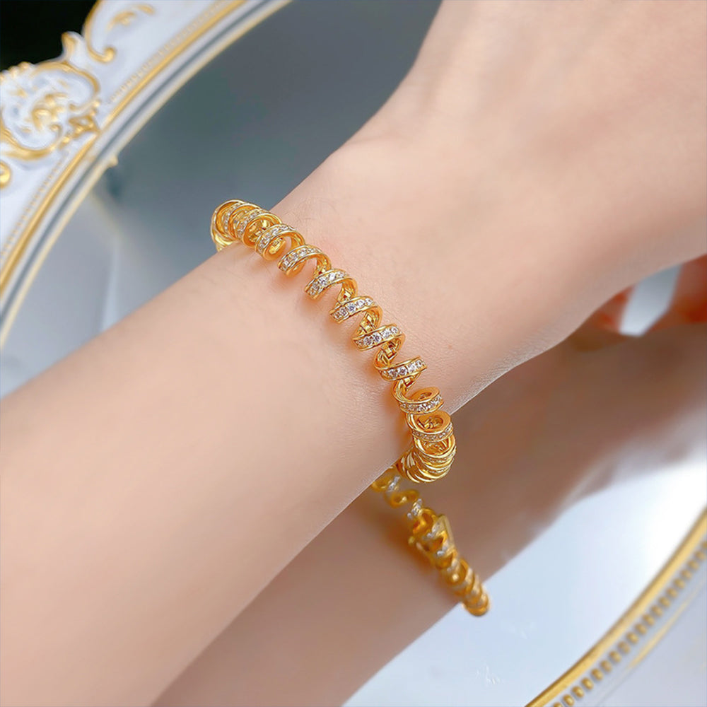 2025 New S925 Sterling Silver Diamond Luxury Phone Cable Wrapped Bracelet-Gold Color