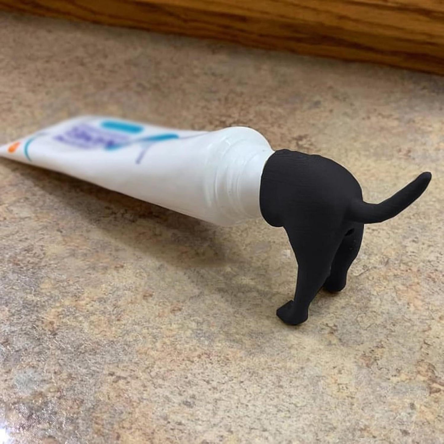 3PCS Funny Dog Butt Toothpaste Cap Set - Silicone Puppy Tail Toothpaste Topper for Kids, Black/Gray/Khaki, Fun Oral Care Tool to Encourage Children to Brush Teeth