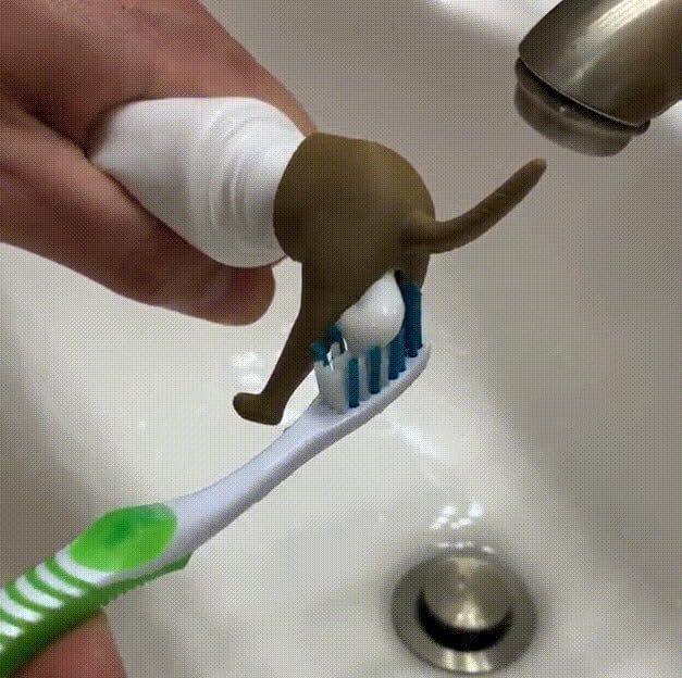 3PCS Funny Dog Butt Toothpaste Cap Set - Silicone Puppy Tail Toothpaste Topper for Kids, Black/Gray/Khaki, Fun Oral Care Tool to Encourage Children to Brush Teeth
