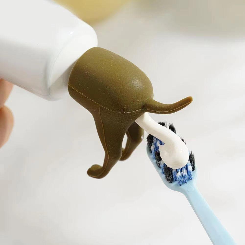 3PCS Funny Dog Butt Toothpaste Cap Set - Silicone Puppy Tail Toothpaste Topper for Kids, Black/Gray/Khaki, Fun Oral Care Tool to Encourage Children to Brush Teeth