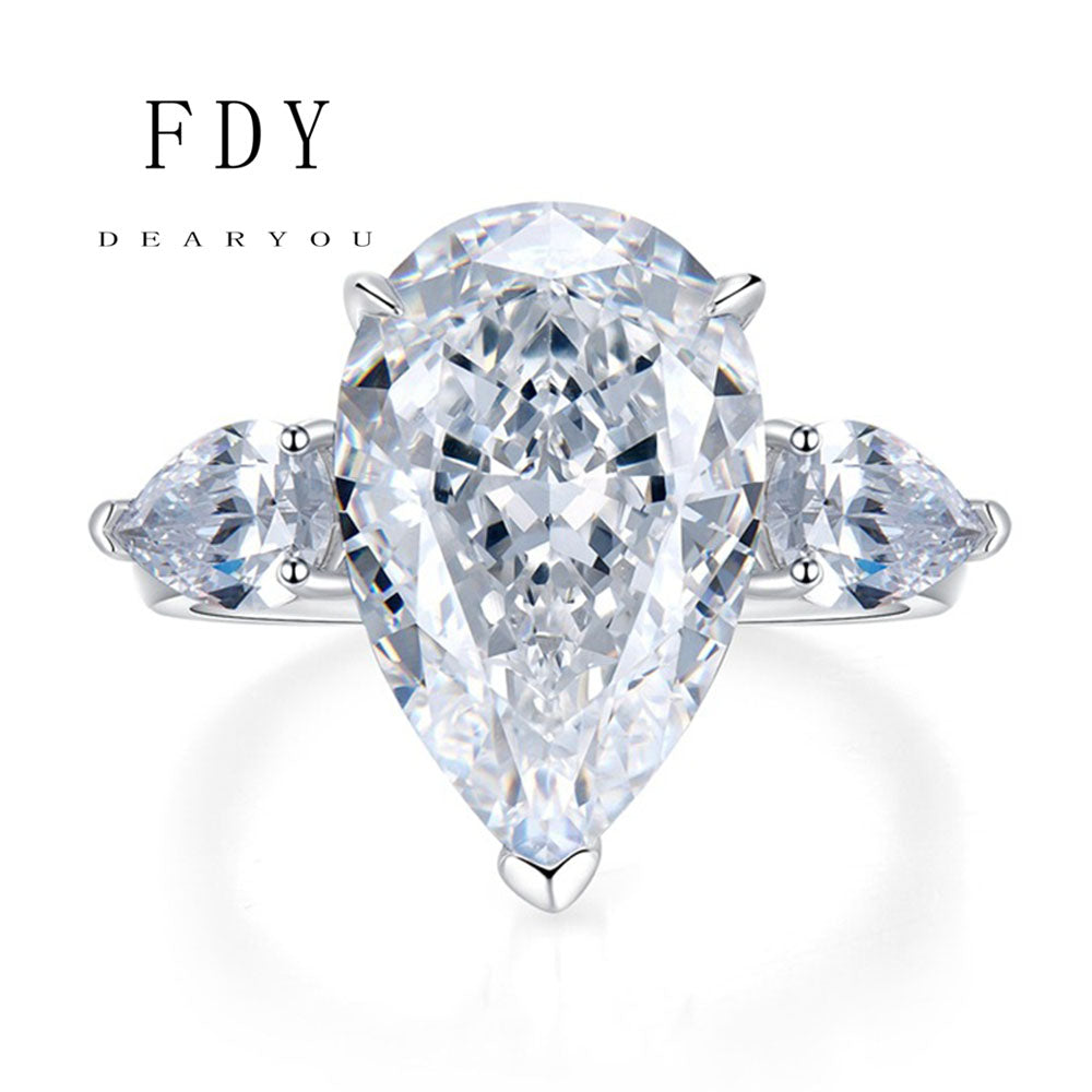 Pear Shape Three Stone Engagement Rings 14 Carats