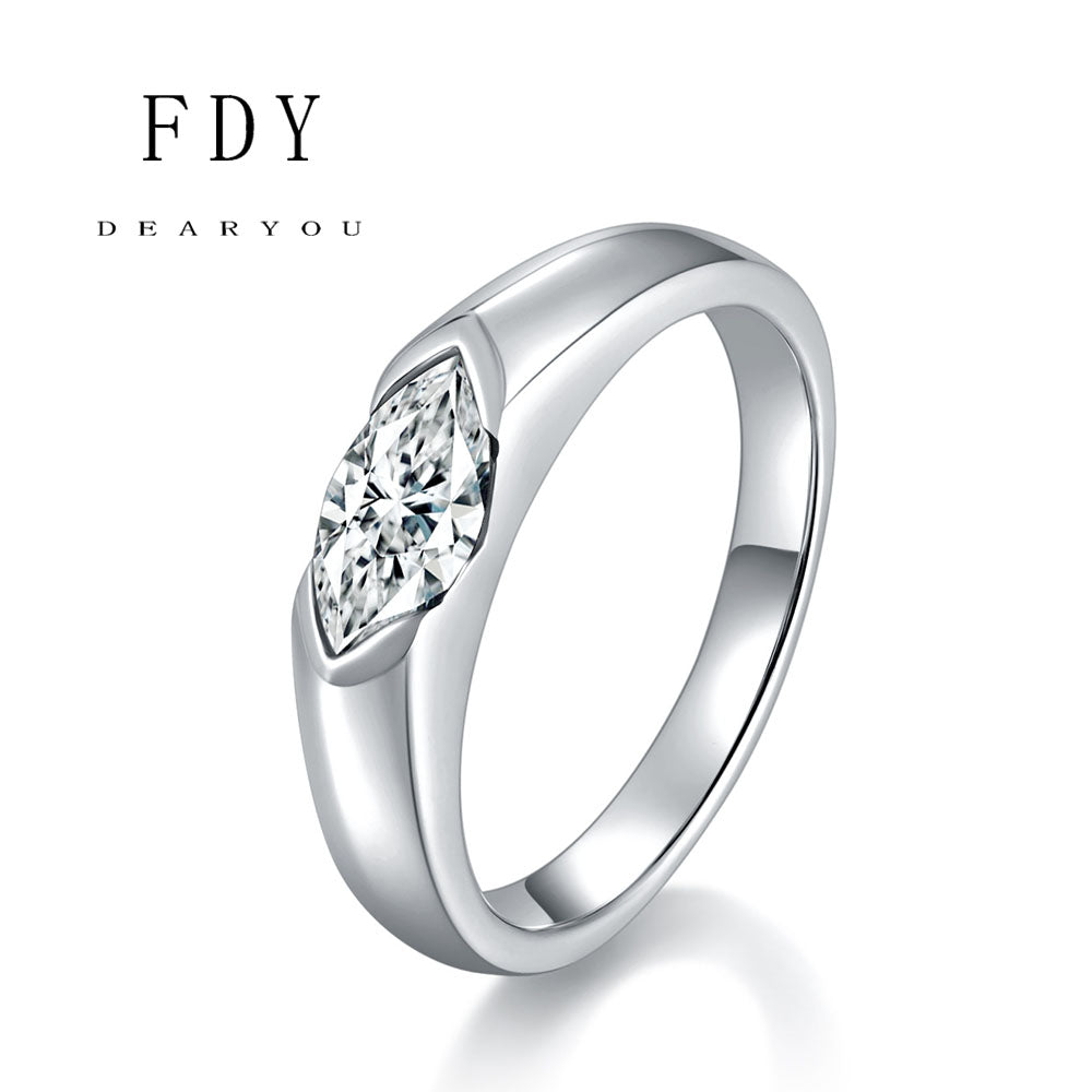S925 Sterling Silver Rings of Horse Eye Moissan Diamond