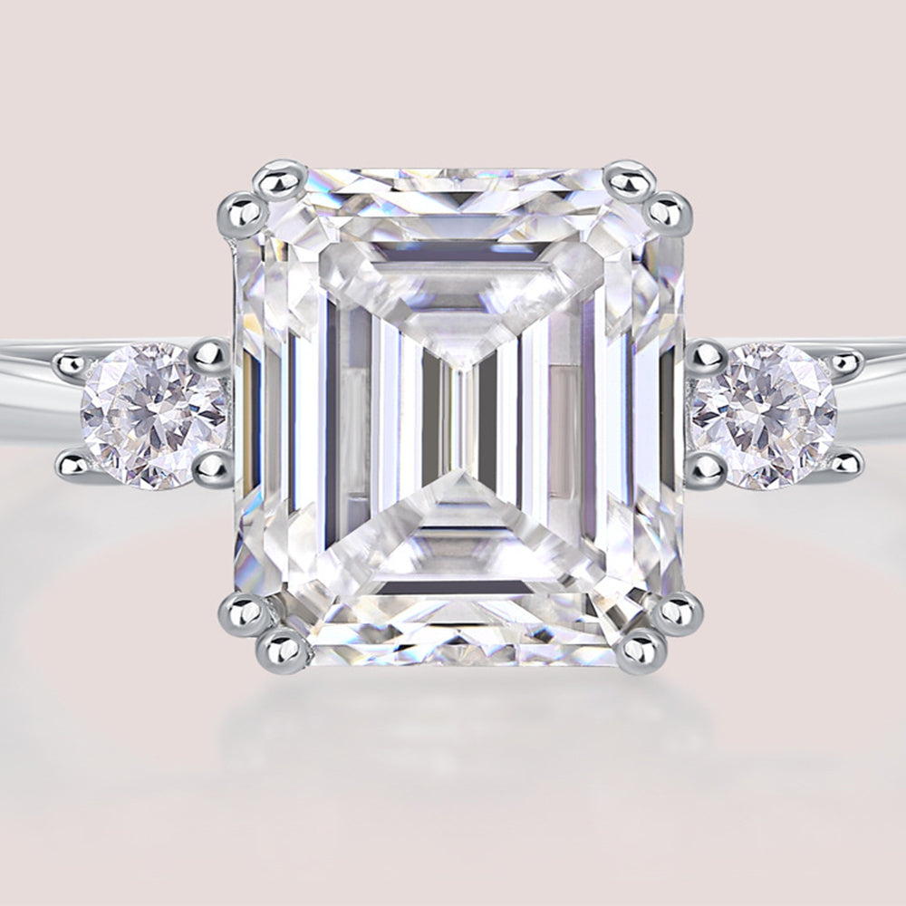 Vintage Square Cut Halo Diamond Engagement Rings 3-Stone