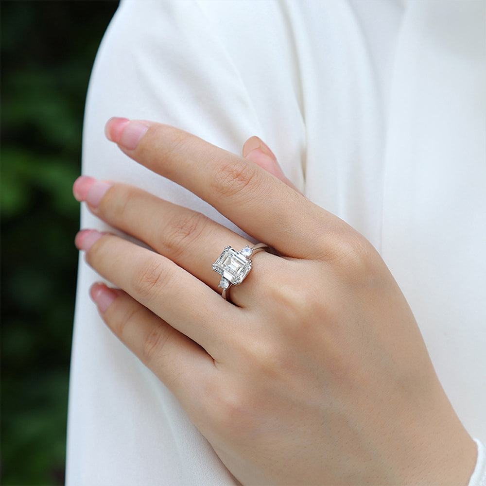 Vintage Square Cut Halo Diamond Engagement Rings 3-Stone