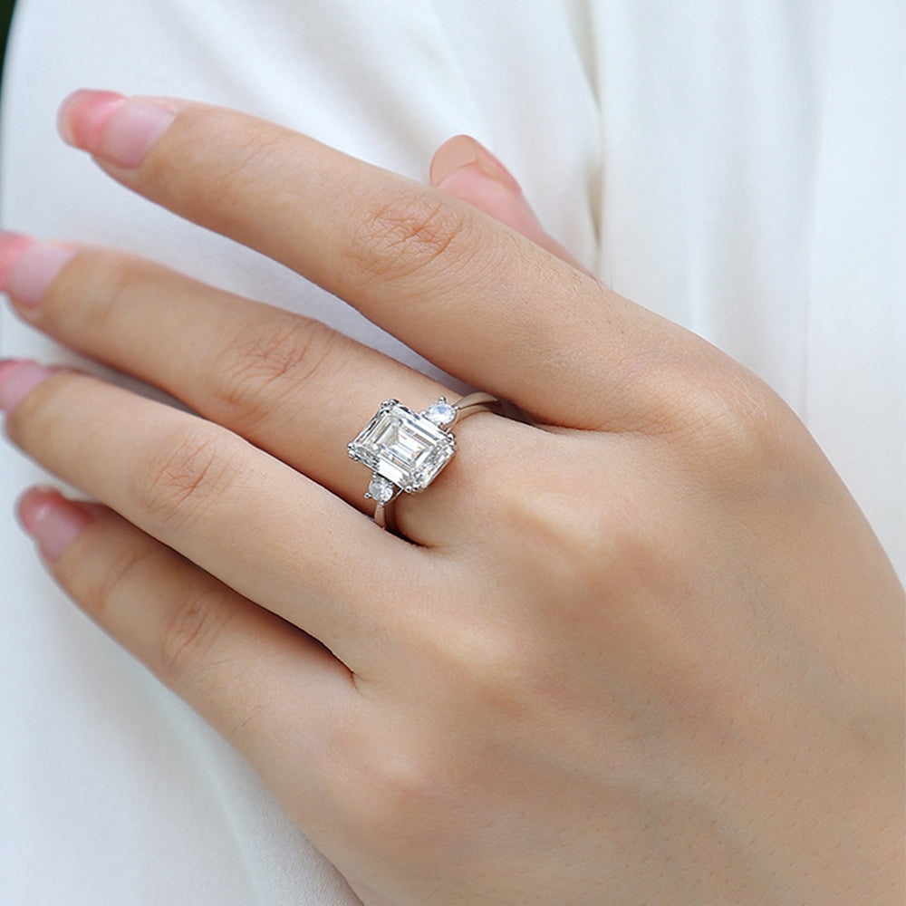 Vintage Square Cut Halo Diamond Engagement Rings 3-Stone