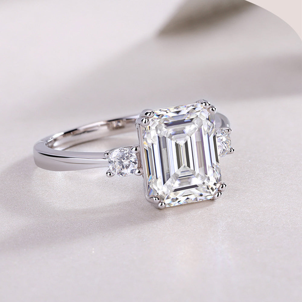 Vintage Square Cut Halo Diamond Engagement Rings 3-Stone