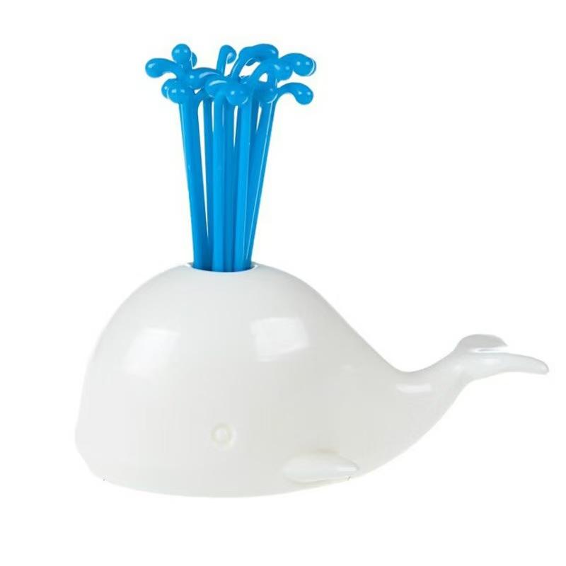 Beluga Whale Fruit Fork Set - 16 Reusable Food-Grade ABS Forks, Eco-Friendly Toothpick Alternative with Anti-Slip Base for Parties, Snacks & Healthy Serving