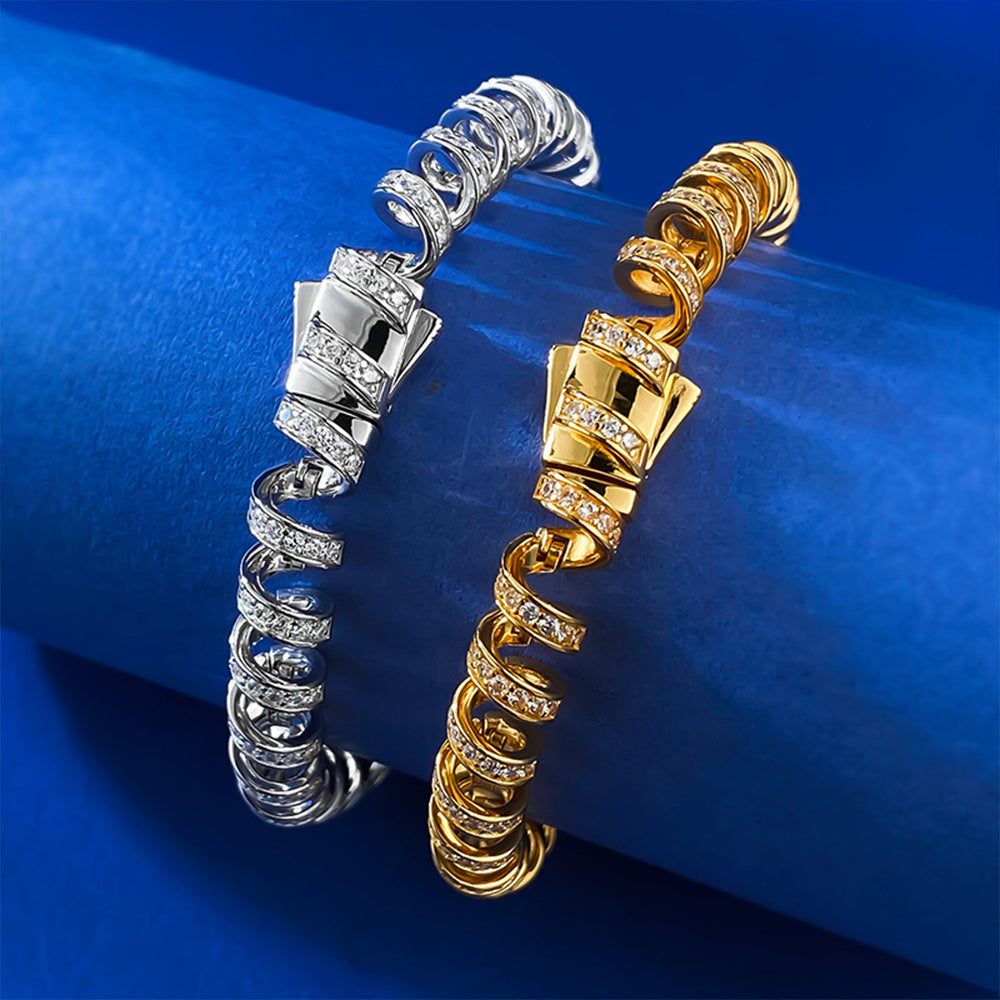 2025 New Release | FDY S925 Sterling Silver Diamond-Accented Phone Cable Wrapped Bracelet: Where Luxury Meets Utility