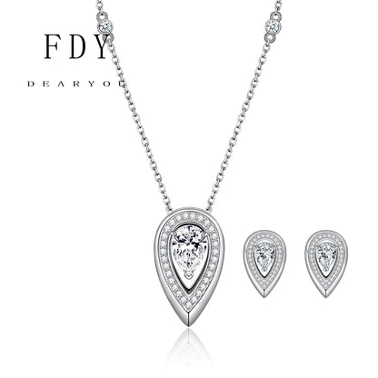 Moissanite Diamond Necklace and Earrings Jewelry Set ( D-VS1 ) - Color and Clarity - 925 Sterling Silver