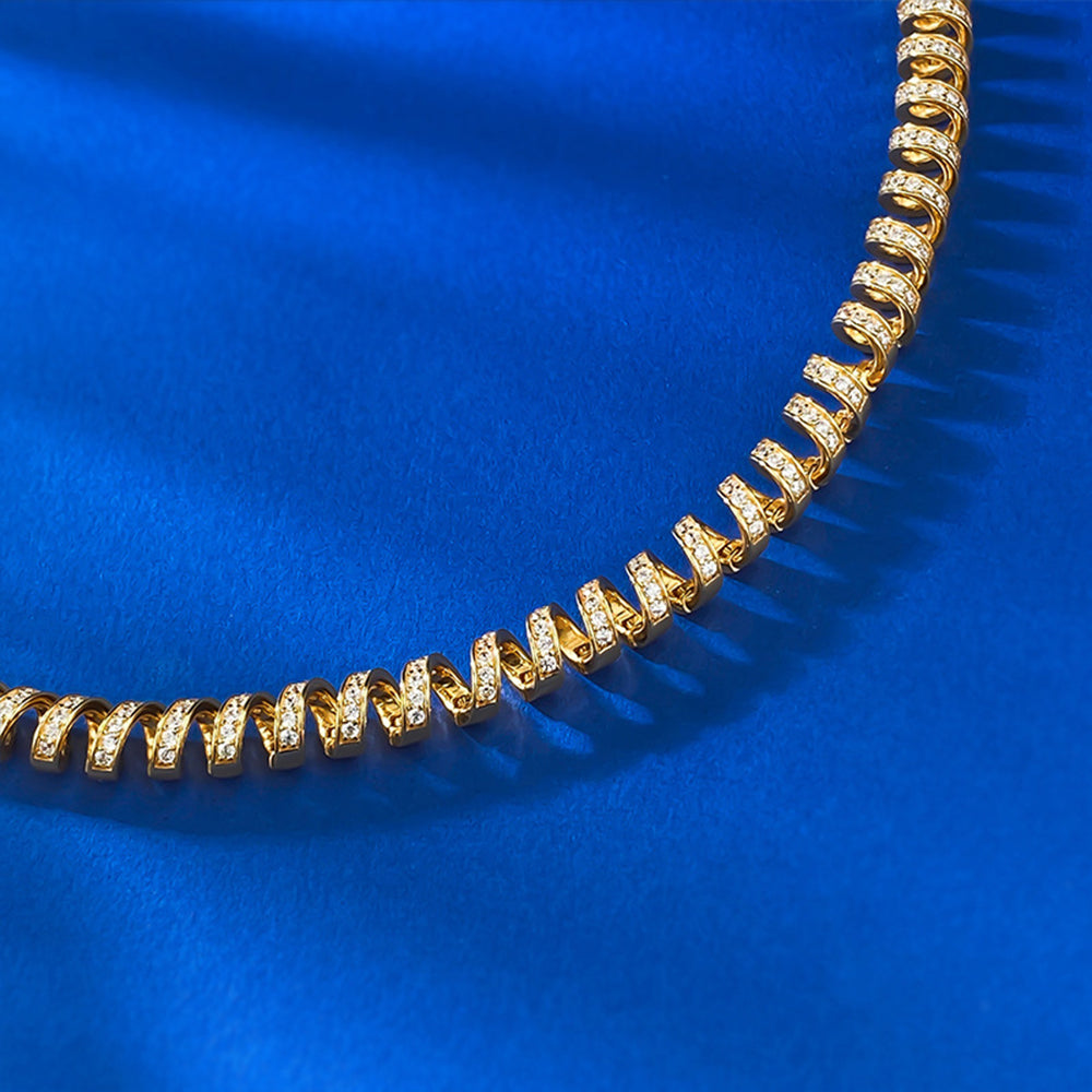 2025 New S925 Sterling Silver Diamond Luxury Phone Cable Wrapped Bracelet-Gold Color