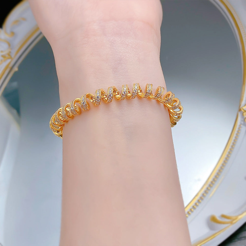 2025 New S925 Sterling Silver Diamond Luxury Phone Cable Wrapped Bracelet-Gold Color