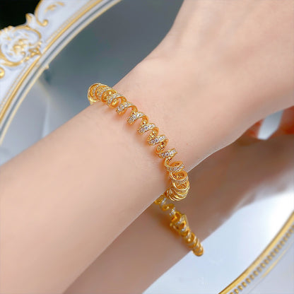2025 New S925 Sterling Silver Diamond Luxury Phone Cable Wrapped Bracelet-Gold Color