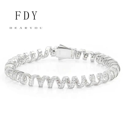 2025 New S925 Sterling Silver Diamond Luxury Phone Cable Wrapped Bracelet
