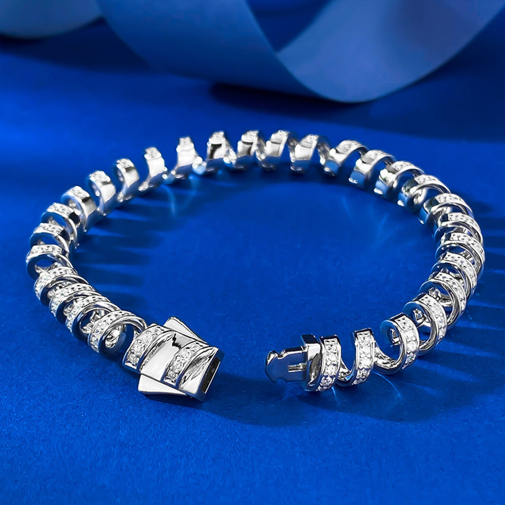 2025 New S925 Sterling Silver Diamond Luxury Phone Cable Wrapped Bracelet
