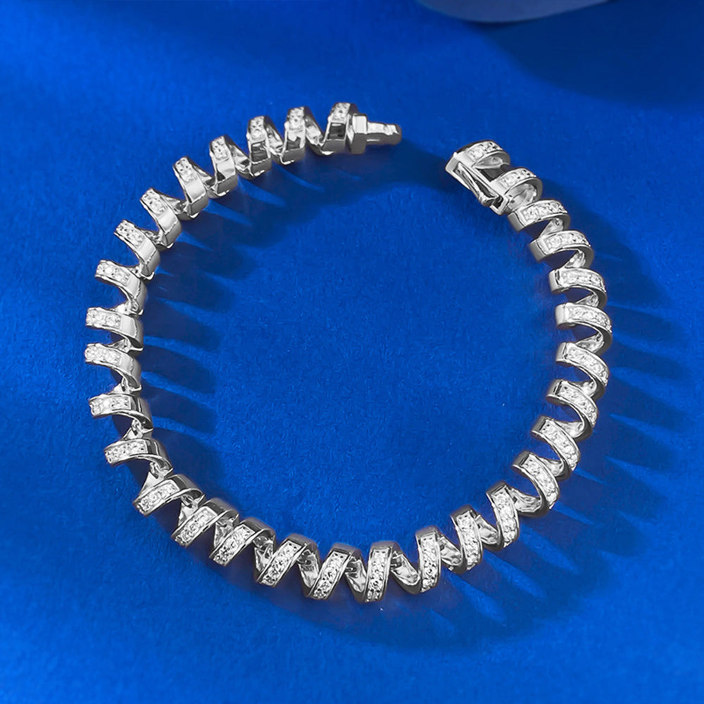 2025 New S925 Sterling Silver Diamond Luxury Phone Cable Wrapped Bracelet