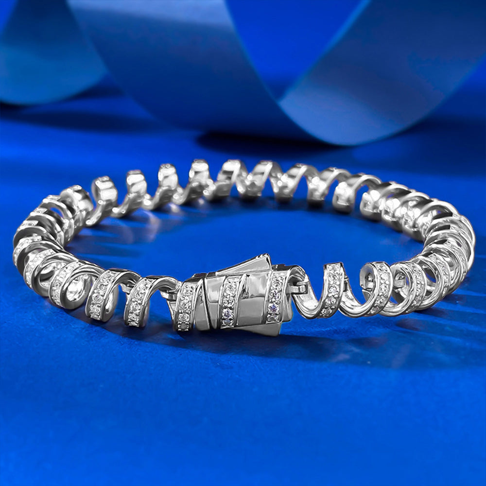 2025 New S925 Sterling Silver Diamond Luxury Phone Cable Wrapped Bracelet