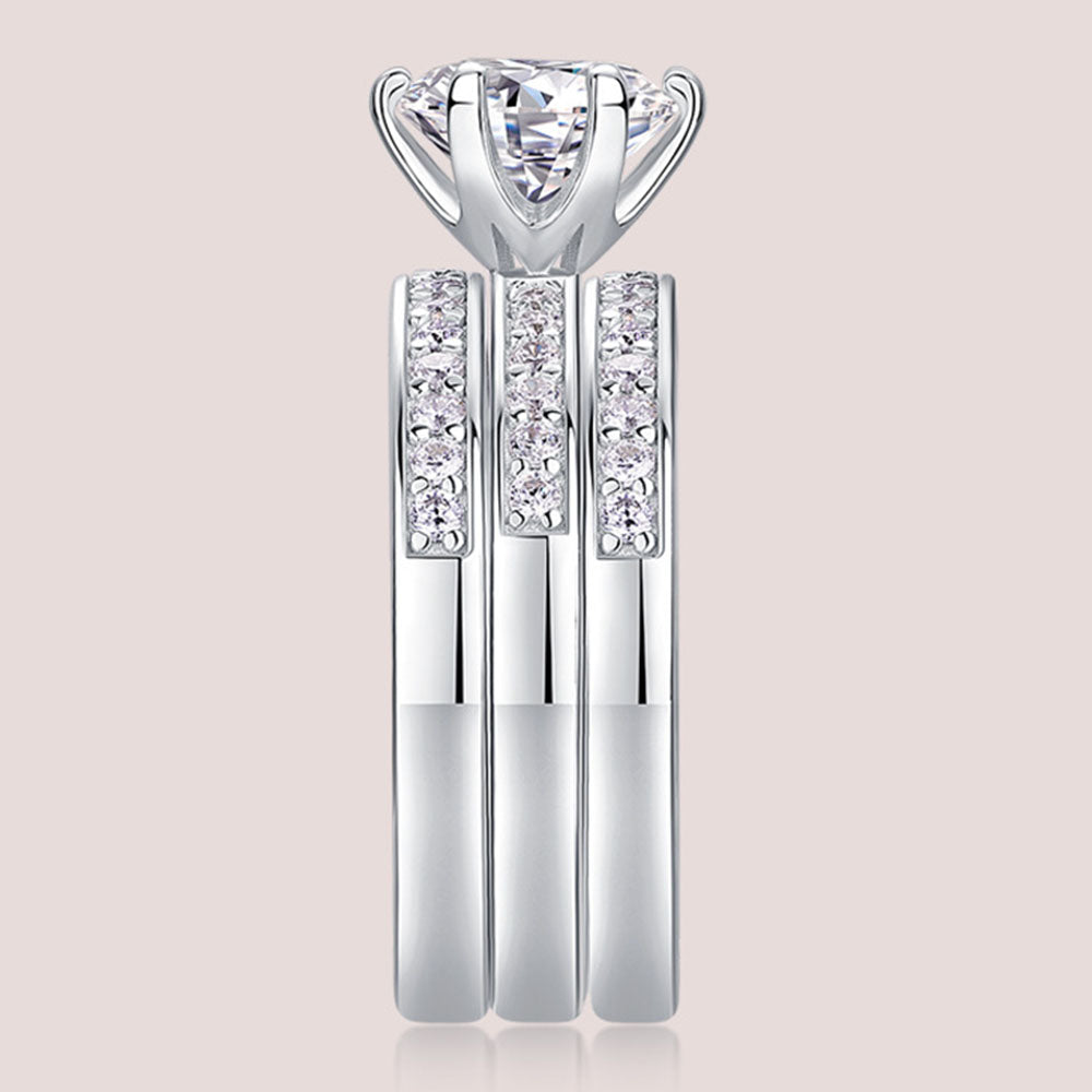 2 TCW Round Cut Moissanite Wedding Ring Set 3 in One