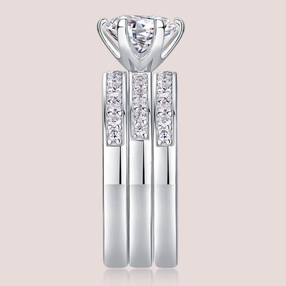 2 TCW Round Cut Moissanite Wedding Ring Set 3 in One