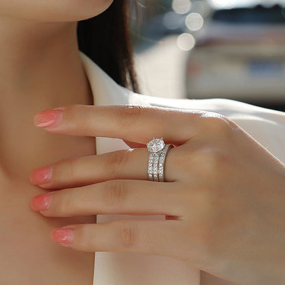 2 TCW Round Cut Moissanite Wedding Ring Set 3 in One