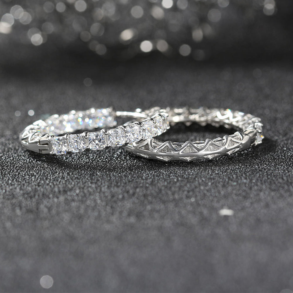 8A Premium Sparkling S925 Sterling Silver Zircon Round Diamond Earrings