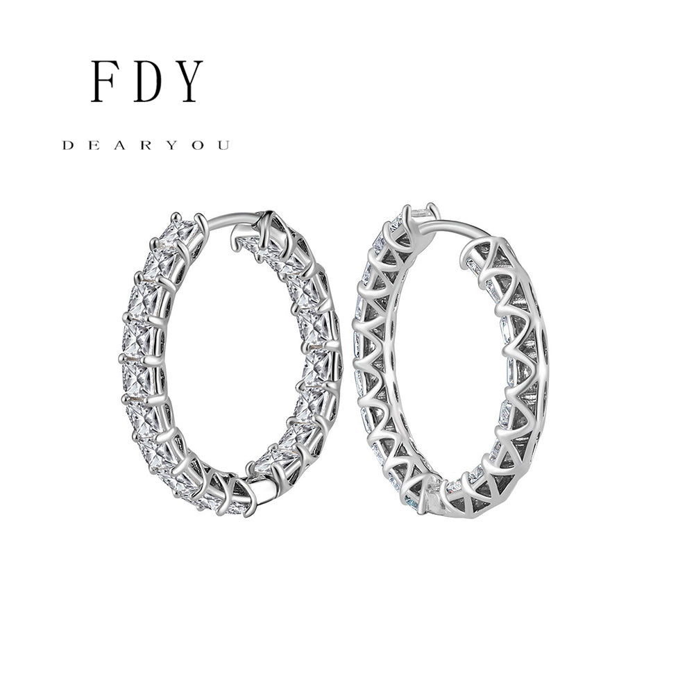 8A Premium Sparkling S925 Sterling Silver Zircon Round Diamond Earrings