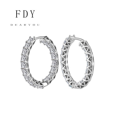 8A Premium Sparkling S925 Sterling Silver Zircon Round Diamond Earrings