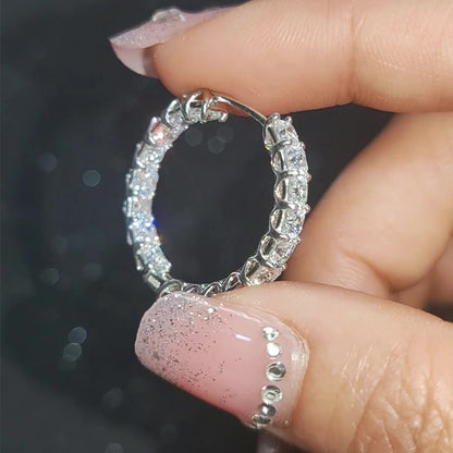 8A Premium Sparkling S925 Sterling Silver Zircon Round Diamond Earrings