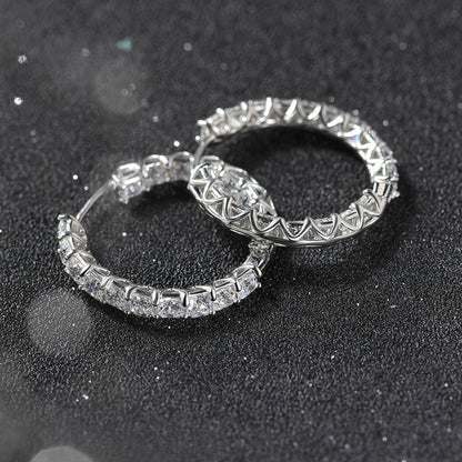 8A Premium Sparkling S925 Sterling Silver Zircon Round Diamond Earrings