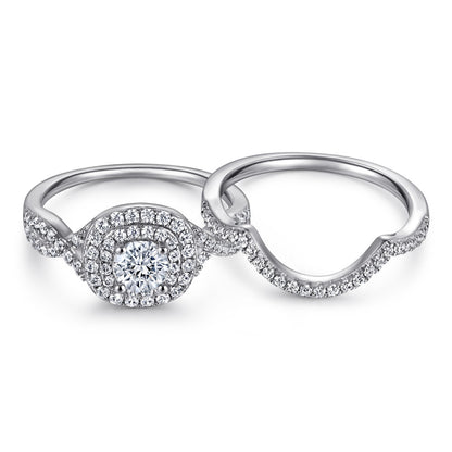 3 Piece Round Cut Diamond Engagement Ring Set