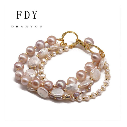 Baroque Pearl Bracelet Four-layer Bangle Jewelry