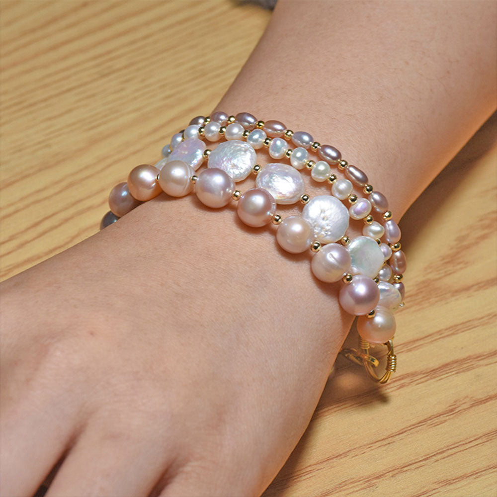 Baroque Pearl Bracelet Four-layer Bangle Jewelry