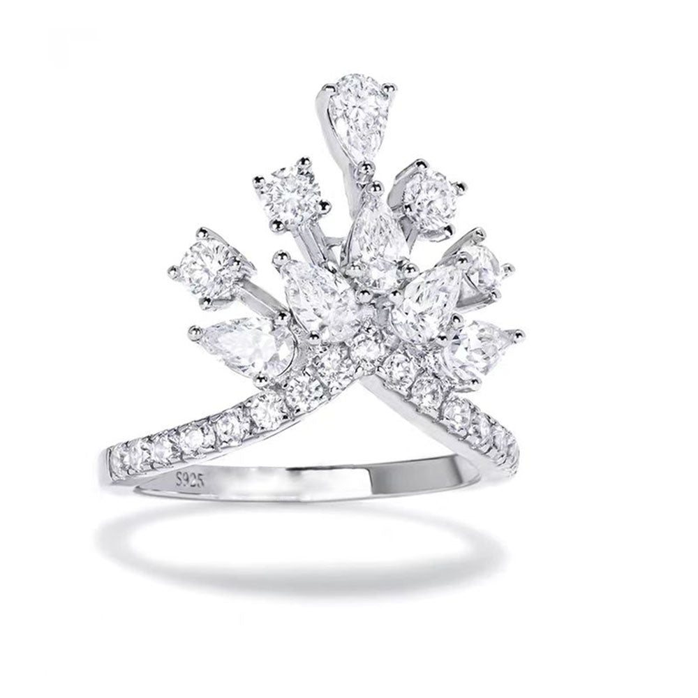 Crown Pear Shaped Moissanite Engagement Ring