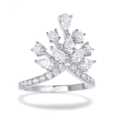 Crown Pear Shaped Moissanite Engagement Ring