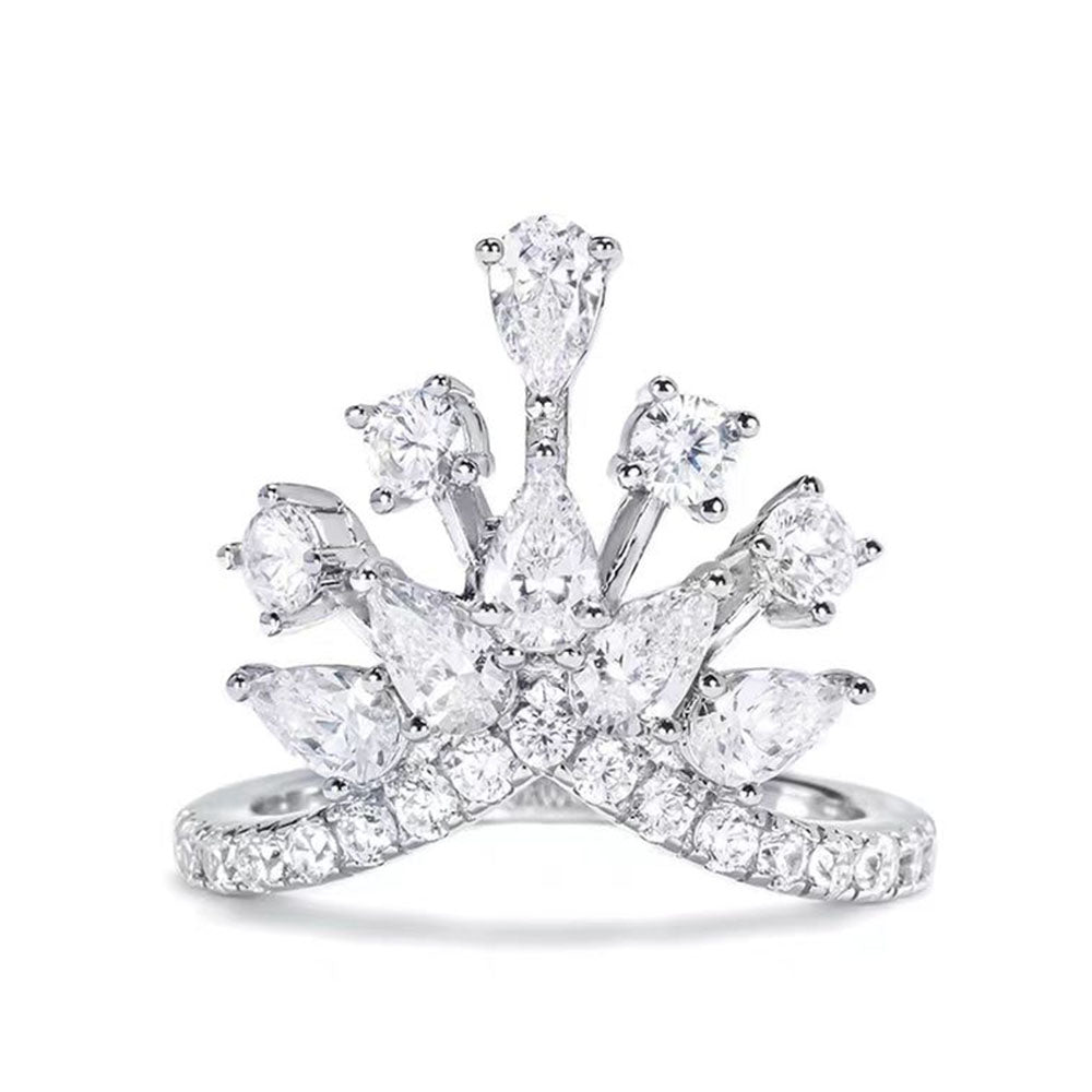 Crown Pear Shaped Moissanite Engagement Ring