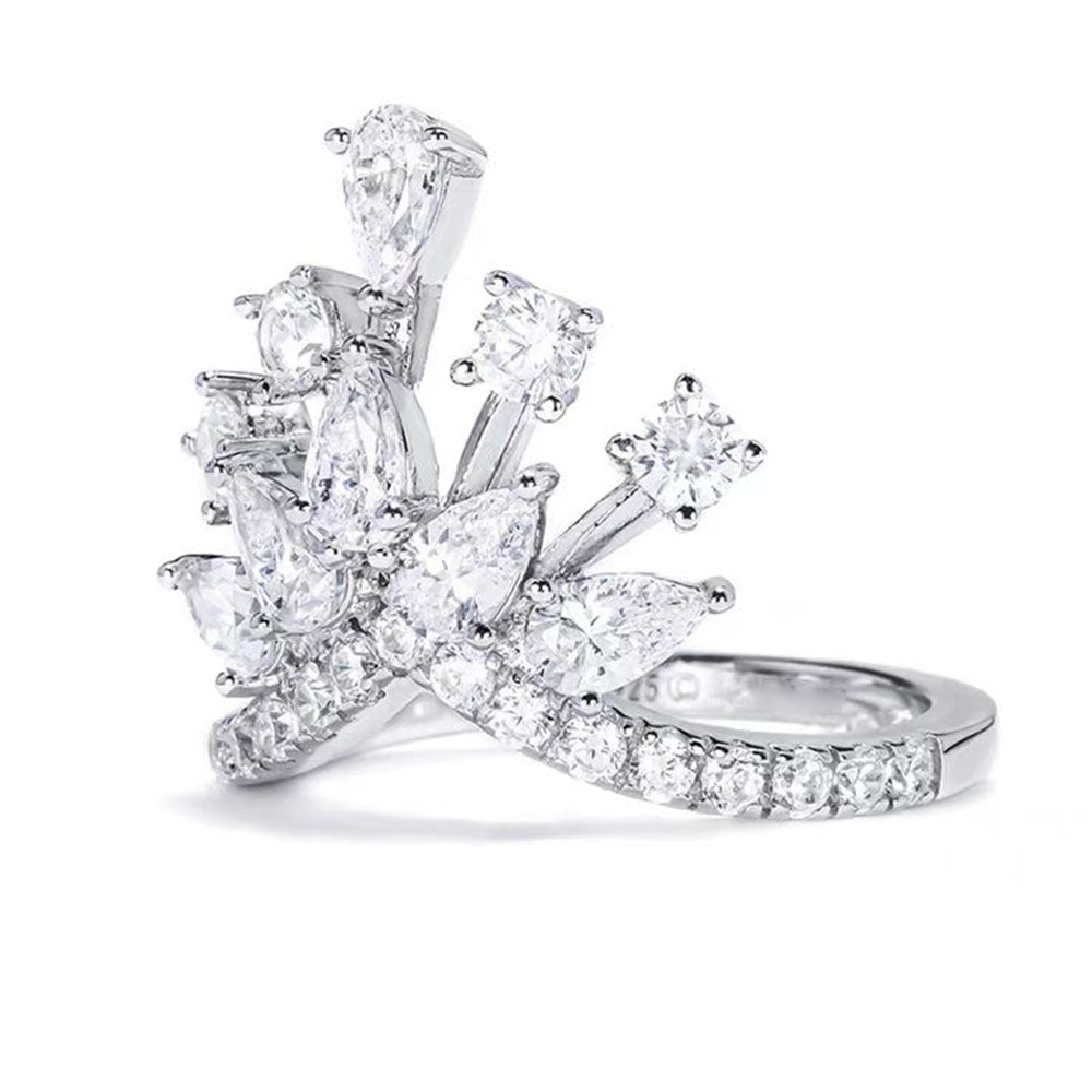 Crown Pear Shaped Moissanite Engagement Ring