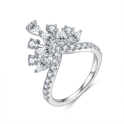 Crown Pear Shaped Moissanite Engagement Ring