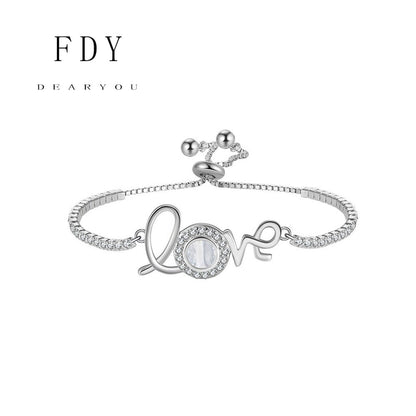 Diamond S925 Sterling Silver Love Bracelet of Fritillary 5A Grade