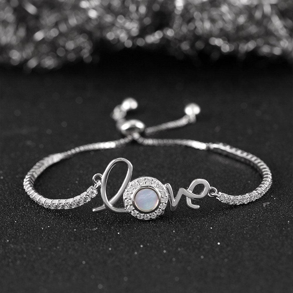Diamond S925 Sterling Silver Love Bracelet of Fritillary 5A Grade
