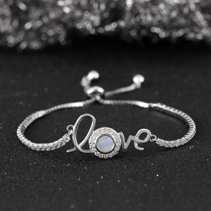 Diamond S925 Sterling Silver Love Bracelet of Fritillary 5A Grade