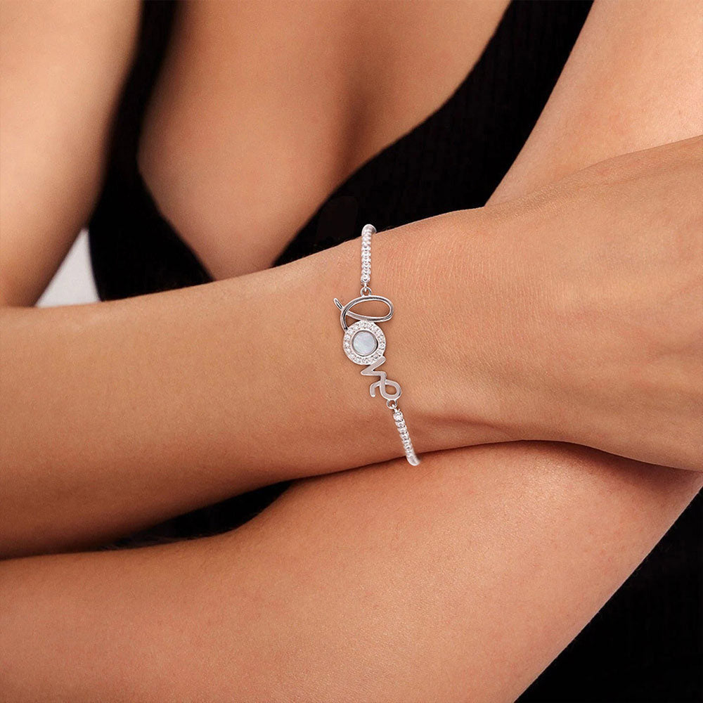 Diamond S925 Sterling Silver Love Bracelet of Fritillary 5A Grade