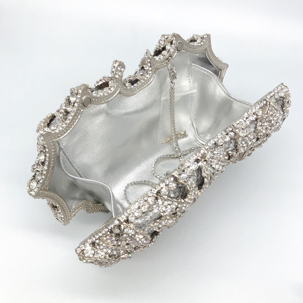 Evening Bag Rose Flower Holiday Party Diamond Clutch Pur