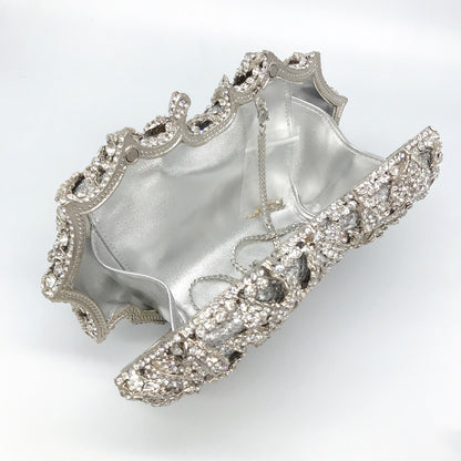 Evening Bag Rose Flower Holiday Party Diamond Clutch Pur