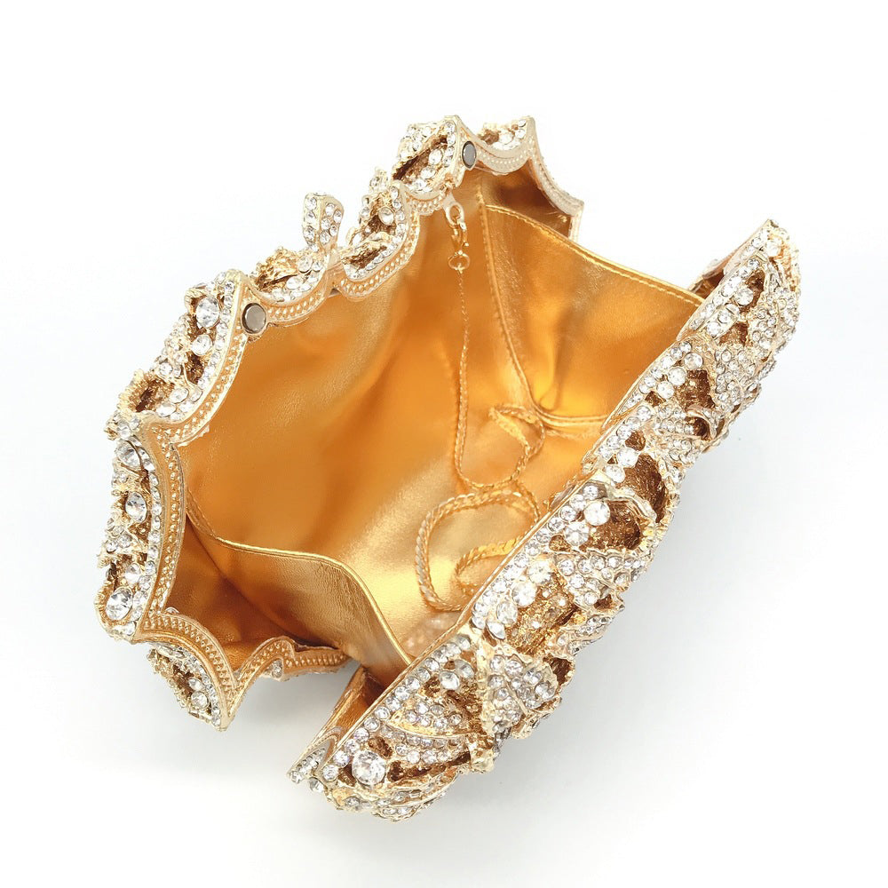 Evening Bag Rose Flower Holiday Party Diamond Clutch Pur
