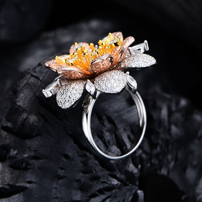 Flower Pave Ring Cubic Zirconia S925 Sterling Silver