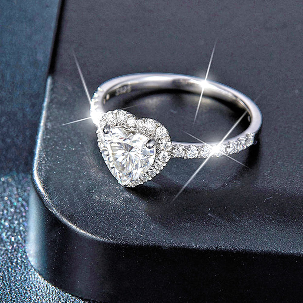 Heart Shape Moissanite Diamond Rings Wedding Engagement Ring
