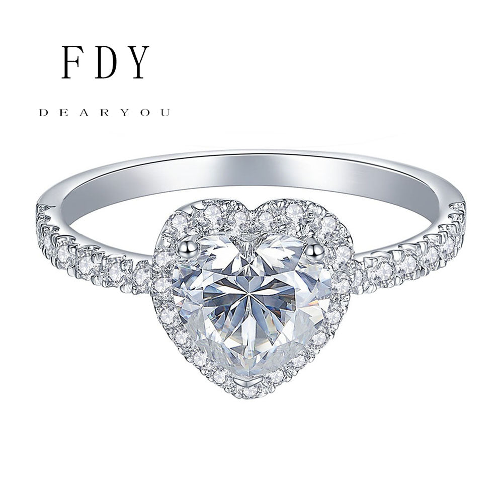 Heart Shape Moissanite Diamond Rings Wedding Engagement Ring