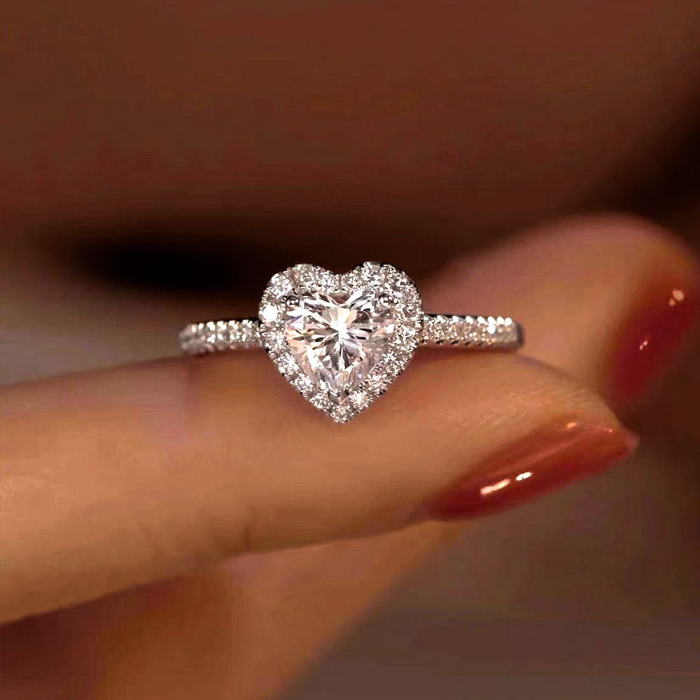 Heart Shape Moissanite Diamond Rings Wedding Engagement Ring