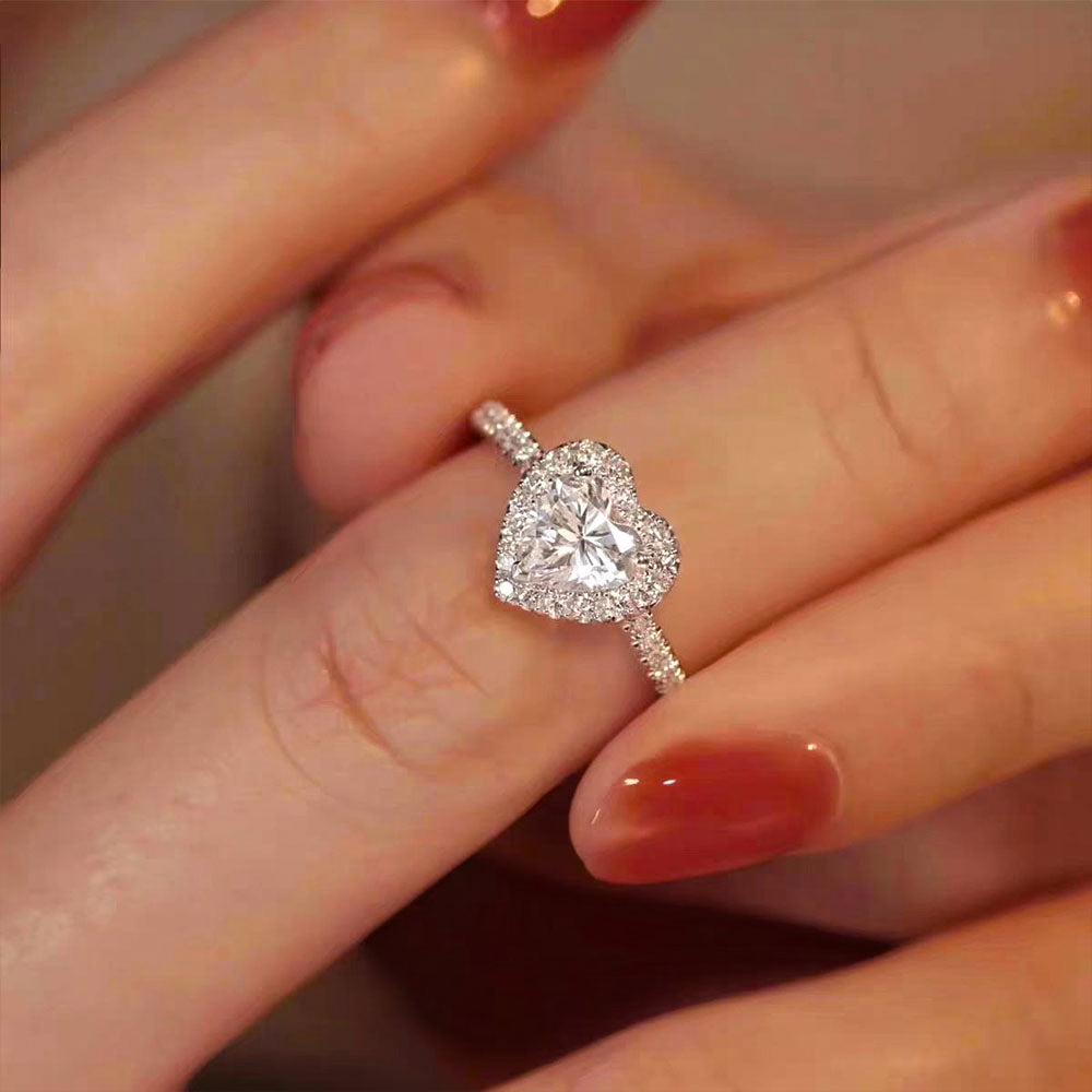 Heart Shape Moissanite Diamond Rings Wedding Engagement Ring