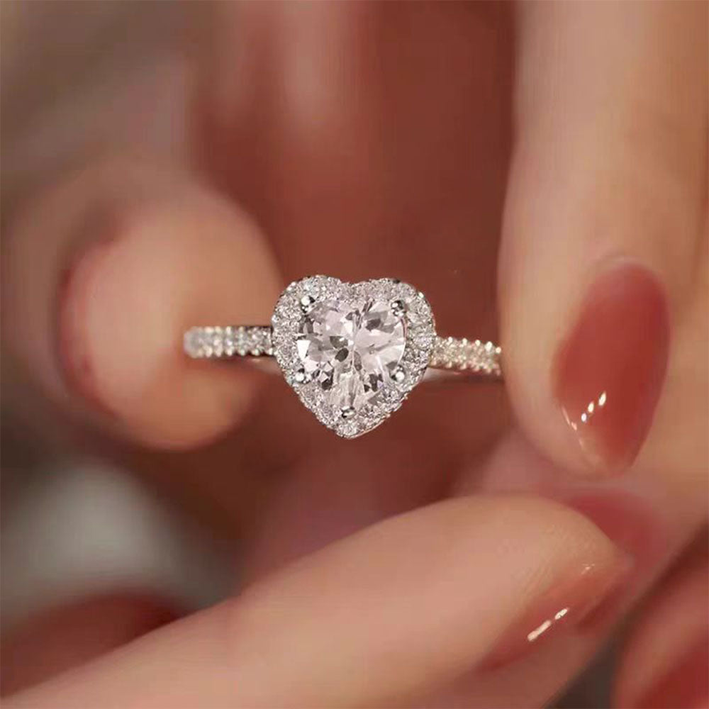 Heart Shape Moissanite Diamond Rings Wedding Engagement Ring
