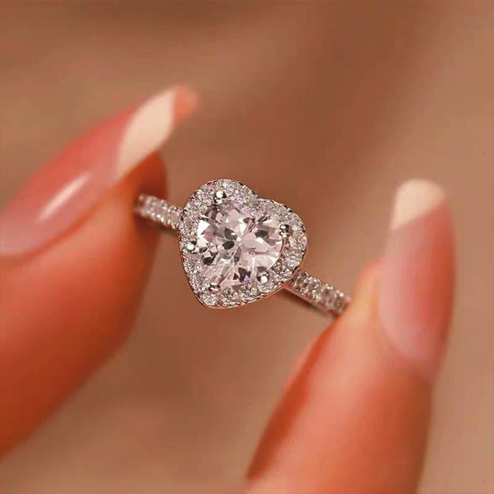 Heart Shape Moissanite Diamond Rings Wedding Engagement Ring